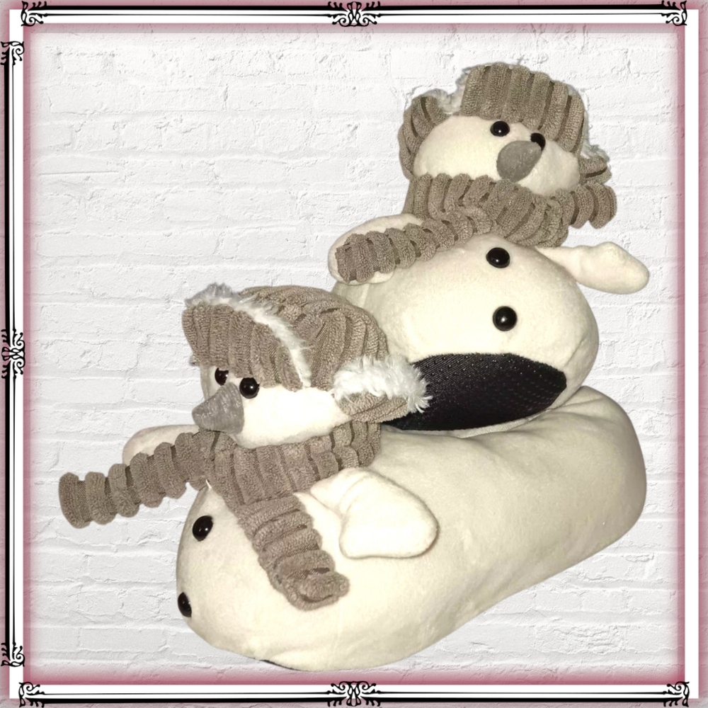 Snowman Plush Slippers Size 9-10